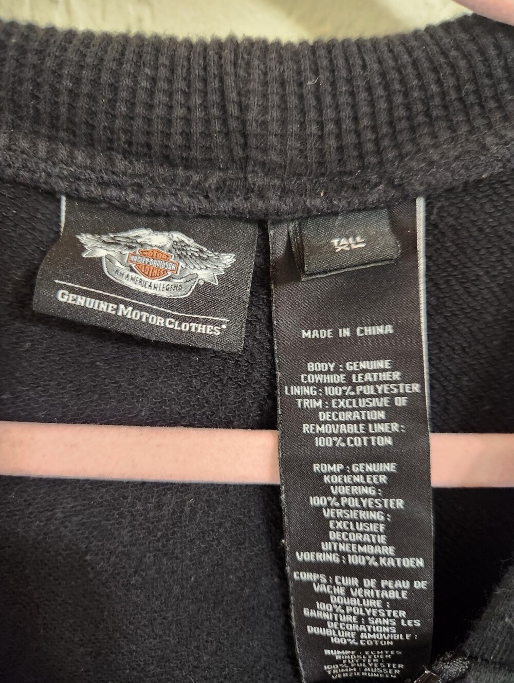Harley Davidson Black Sleeveless Zip-Up Hoodie Vest EUC Size XL P2P 24 - Picture 3 of 7